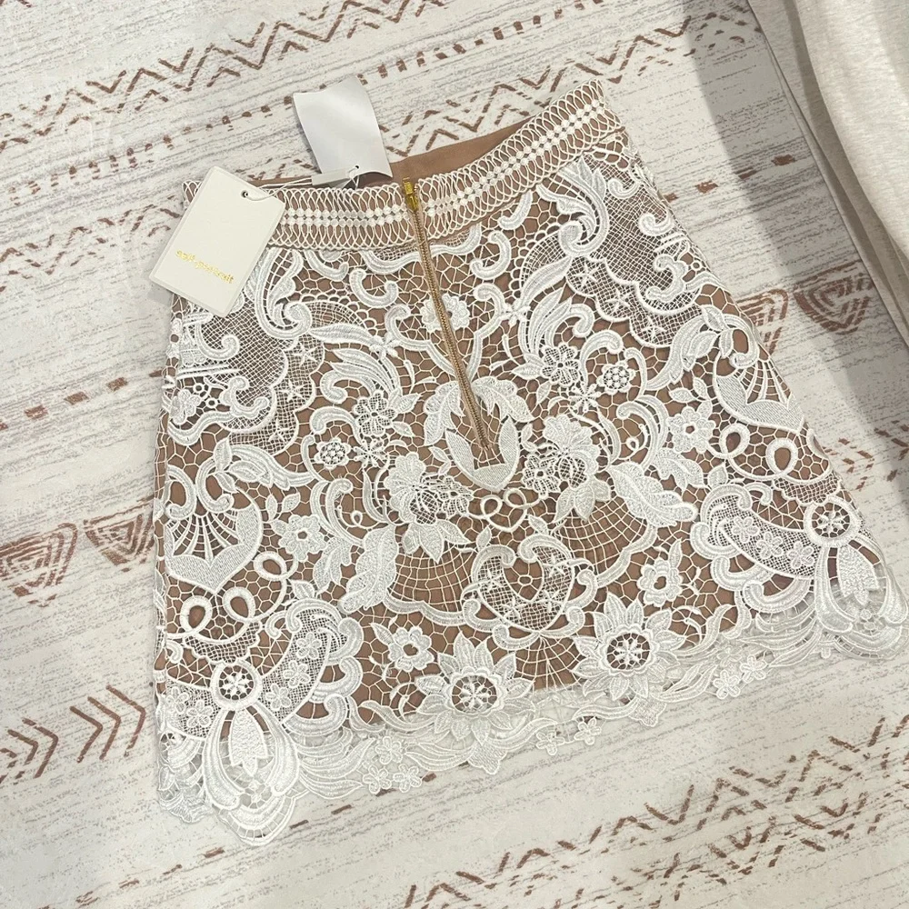 Self-Portrait Ivory Floral Lace Mini Skirt - Picture 4 of 4